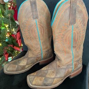 Brown and Tan Heeled Boots